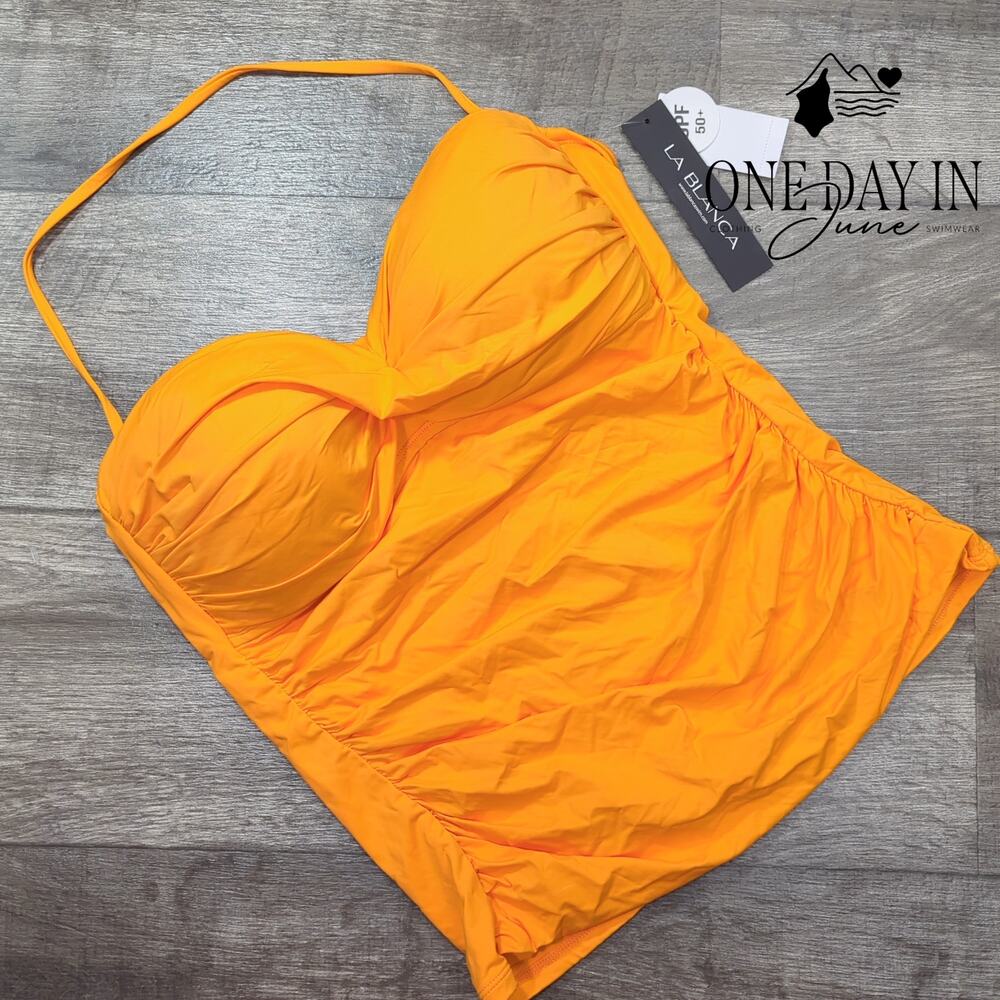 La Blanca Removable Strap Molded Cup Tankini Top Size 14
